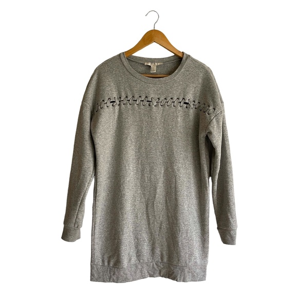 🌹2 for $20🌹 Forever 21 Grey Lace Up on Front Sweatshirt Dress. Size Medium - Picture 1 of 8